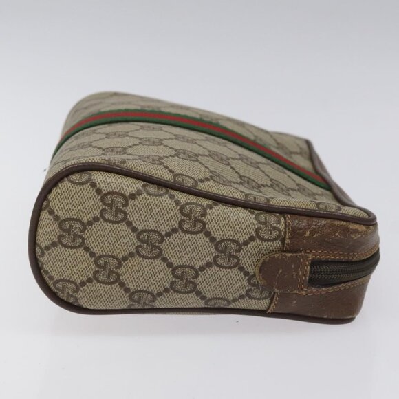 GUCCI GG Supreme Web Sherry Line Clutch Bag PVC Beige 156 01 012 Auth EC317 - Picture 2 of 16